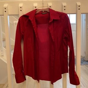 Eddie Bauer button-down red striped shirt excellent condition Small
